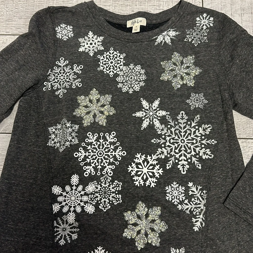 Style&co Womens Sweater Snowflakes Long Sleeve - Picture 5 of 8